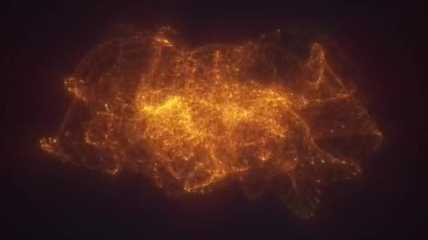 Bentuk Berwarna Emas Abstrak Yang Terbuat Dari Partikel Dengan Ukuran — Stok Video