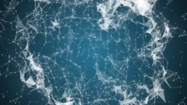 Uzayda hareket eden çizgiler ve üçgenlerden oluşan bir geometrik arkaplan