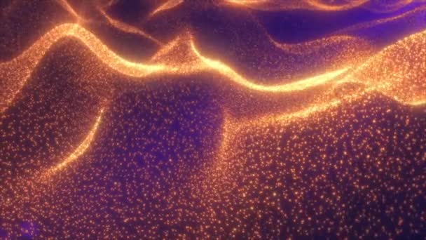 Glowing Yellow Orange Waves Small Dots Abstract Background Video Motion — Stock Video