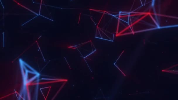 Rood Blauwe Achtergrond Neonstijl Met Abstracte Vormen Geometrische Lijnen Van — Stockvideo