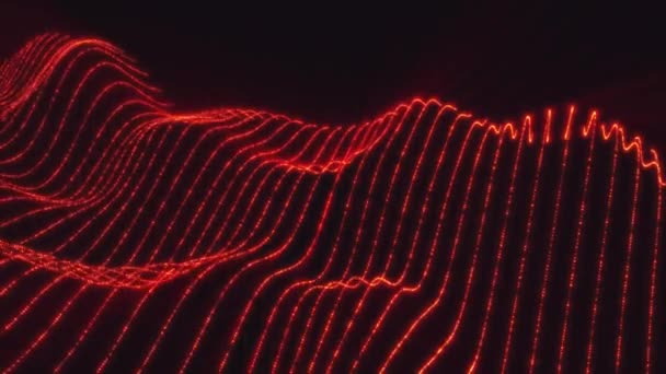 Красные Волны Черном Фоне Светятся Создают Лучи Света Которые Идеально — стоковое видео