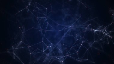 Uzayda bir internet ağı oluşturan beyaz çizgilerin dijital arkaplanı