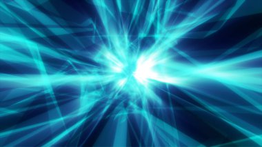 Soyut şekilleri olan mavi bir tünel hareket eder, kendisini çeker.