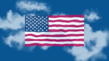 ABD bayrağı bulutların arasında dalgalanıyor.