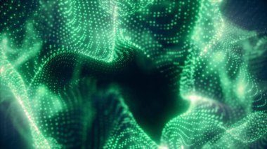 Yeşil dalgaların parlayan arkaplanı