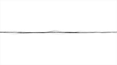 Minimalist siyah-beyaz dijital dalga, doğal desenleri ve ses dalgalarını andırıyor, temiz beyaz arka planda..