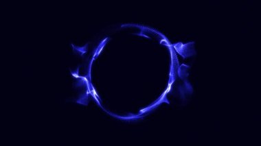 Dairesel bir mavi ışık dalgası. Enerji ve hareket, küre canlandırması