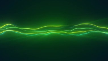 Hareket tasarımı için yeşil ve sarı renkli parlak çizgiler, 4k cinsinden animasyon