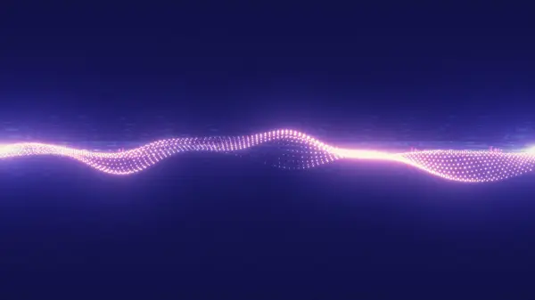 stock image Abstract wave of glowing dots on dark blue background. Technological and futuristic style