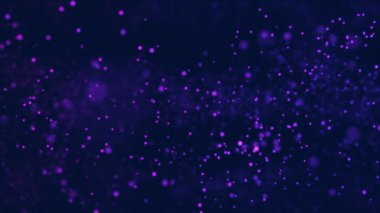 Mor parçacık arkaplanı, koyu arkaplan, uzay ve fütüristik tasarım üzerindeki soyut ışıltılı noktalar