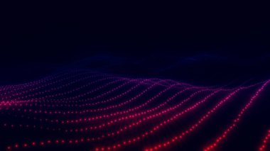 Kırmızı parlak çizgilerle enerji dolu görselleştirme. Ağ, siber teknoloji ve bilim