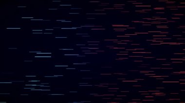 Teknolojik ve geleceksel projeler için koyu arkaplan üzerindeki mavi ve kırmızı çizgilerin soyut arkaplanı