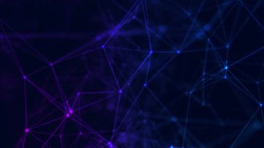 Ağ bağlantılarının soyut arkaplanı, parlak çizgiler ve düğümler, fütüristik dijital ızgara, teknolojik pleksus arkaplan