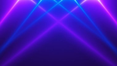 Koyu arkaplanda neon ışıkları, mavi ve pembe parlak çizgiler, fütüristik soyut tasarım