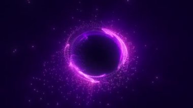 Fütüristik parçacık arkaplanı oluşturma Küre ve soyut tünel, döngülenmiş canlandırma arkaplanı