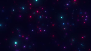 Koyu mavi arkaplanda soyut simli noktalar, parlayan arka plan, havai fişekler ve şenlikli atmosfer, 4k video, animasyon parçacıkları