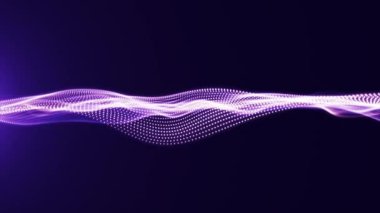 Mor dalga ve noktaların dijital arkaplanı, fütüristik soyut arkaplan, dalga animasyonu, 4k video, hareket tasarımı