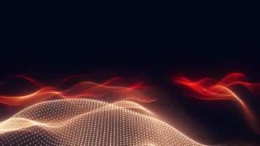 Renkli parçacıkların soyut dalgaları, parlayan arka plan. hareketli manzara