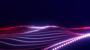 Mor, mavi ve pembe renkli dijital soyut dalga biçimleri, 4k cinsinden fütüristik döngü.