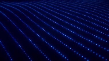 Koyu mavi arkaplanda neon mavi noktalar, arkaplan animasyonu, 4k render hareket tasarımı