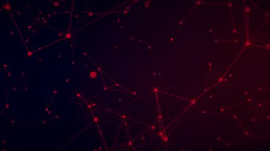 Animasyon kırmızı pleksus, parlayan noktaların ve çizgilerin arka planı, soyut teknolojik arkaplan
