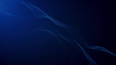 Parlak mavi arkaplan canlandırmalı dalgalar, noktaların dijital arkaplan, enerjik mavi parçacıklar