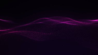 Futuristic abstract background of waves and particles. Purple particles, 4k rendering clipart