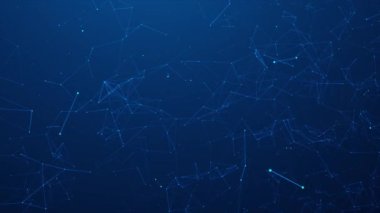 Mavi plexus ağ arkaplanı dinamik parlayan bağlantılar, kamera hareketi, derin arkaplan, çizgilerin dijital arkaplan, 3d oluşturma