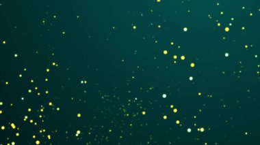 Soyut bir gradyan boyunca dağılmış gölgelenmiş parçacıklarla yeşil arkaplan