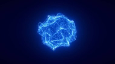 Blue sphere, abstract particles, data flow, blue field, abstract background, technological advancement  clipart