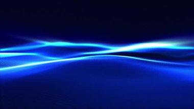 Koyu arkaplanda pürüzsüz mavi dalgalar, dijital dalgaların geleceksel mavi arkaplanı