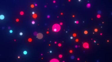 Olay arkaplanı, parlak düşen çok renkli parçacıklar, parlayan noktaların renkli arkaplan, neşeli parçacık animasyonu