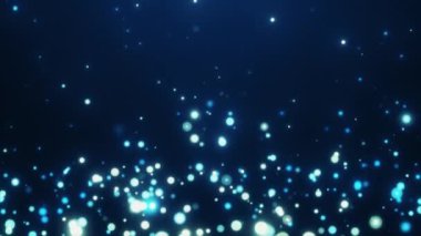 Mavi parlayan arkaplan, uçan mavi parçacıklar, enerji veri akışı, soyut dijital arkaplan, parçacık animasyonu, video arkaplanı 