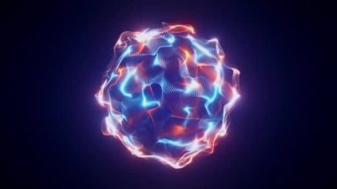 Parlayan enerji küresi, parlayan parçacıkların enerji arkaplanı, soyut dijital küre, küre animasyonu, enerji, güç, hareket tasarımı, video 4k