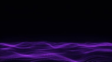 Mor dijital dalgalar, siyah arkaplanda fütürist dalgalar, dinamik arkaplan, mor teknoloji arkaplan