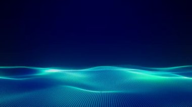 Mavi dalgalar, mavi parlayan dalgaların animasyonu, sunumlar için kavramsal arkaplan, 4k video, hareket tasarımı