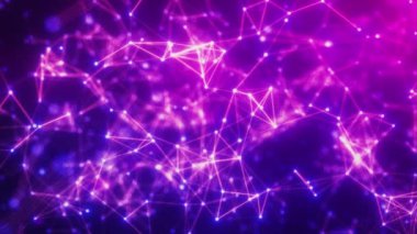 Fütürist pleksus arkaplanı 4k, pleksus arkaplanı mor mavi renkler, fütürist geometri, çizgi ve nokta animasyonu
