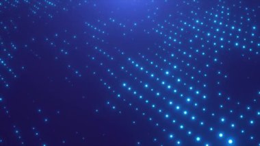 Dijital mavi noktalar Teknolojik arkaplan, dinamik noktalar animasyon, hareket tasarımı, 4k arkaplan animasyonu