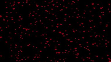 Kırmızı kalp şekilli arka plan, küçük kalp şekilli parçacıklar, kalp animasyonu, dijital soyut Sevgililer Günü arkaplanları