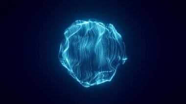 Abstract blue tech sphere with particles, with a futuristic blue background clipart