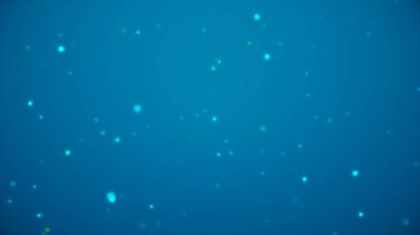 Açık renkli zemin üzerinde soyut mavi parçacıklar, minimal tıbbi tasarım.