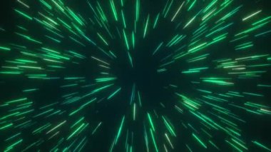 Hızlı hareket eden parçacıkların yeşil arkaplanı, yeşil parçacık animasyonu, soyut hareket, 4k video, hareket tasarımı, teknolojik ışıltı animasyonu 