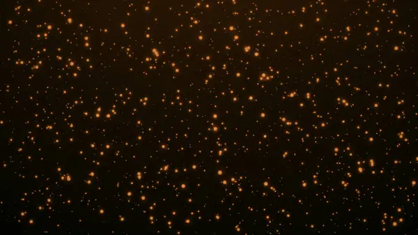Koyu arkaplanda parlayan turuncu parçacıklar, toz ve ışık bokeh etkisi