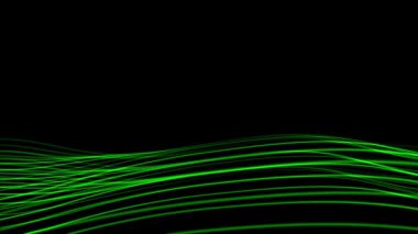 Soyut teknoloji dalgaları, siyah arkaplanda yeşil çizgi, temiz dijital enerji