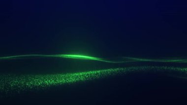 Yeşil soyut arkaplan akışı fütüristik yeşil parçacıklar, hareket tasarımı, yeşil arkaplan ışınları ve ışık parçacıkları, 4k soyut