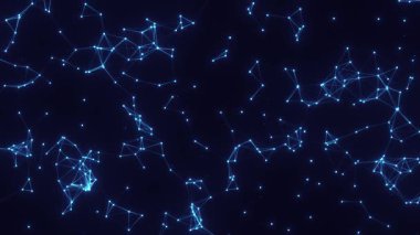 Yüksek teknoloji mavi birleşme arkaplanı, dijital çizgi animasyonu, 4k video
