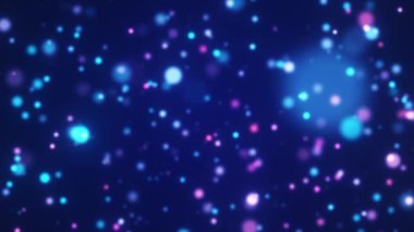Soyut parçacık animasyonu, çok renkli dijital arkaplan, gelecekteki koyu mavi arkaplan, hareket tasarımı
