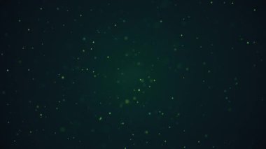 Koyu yeşil parçacık arkaplanı, kamera hareketi, soyut parçacık akışı