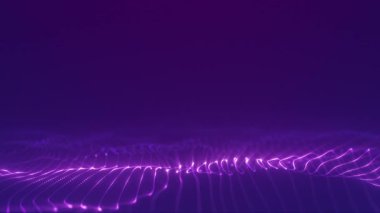 Parlak çizgileri ve noktaları olan soyut enerji arkaplanı, parlayan mor arkaplan, 4k video arkaplanı, pürüzsüz animasyon, dalga arkaplanı