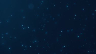 Soyut arkaplanda mavi parçacıklar, ışık ve düşen parçacıklar, parlayan mavi parçacıklar, yüksek kalite arkaplan, hareket tasarımı